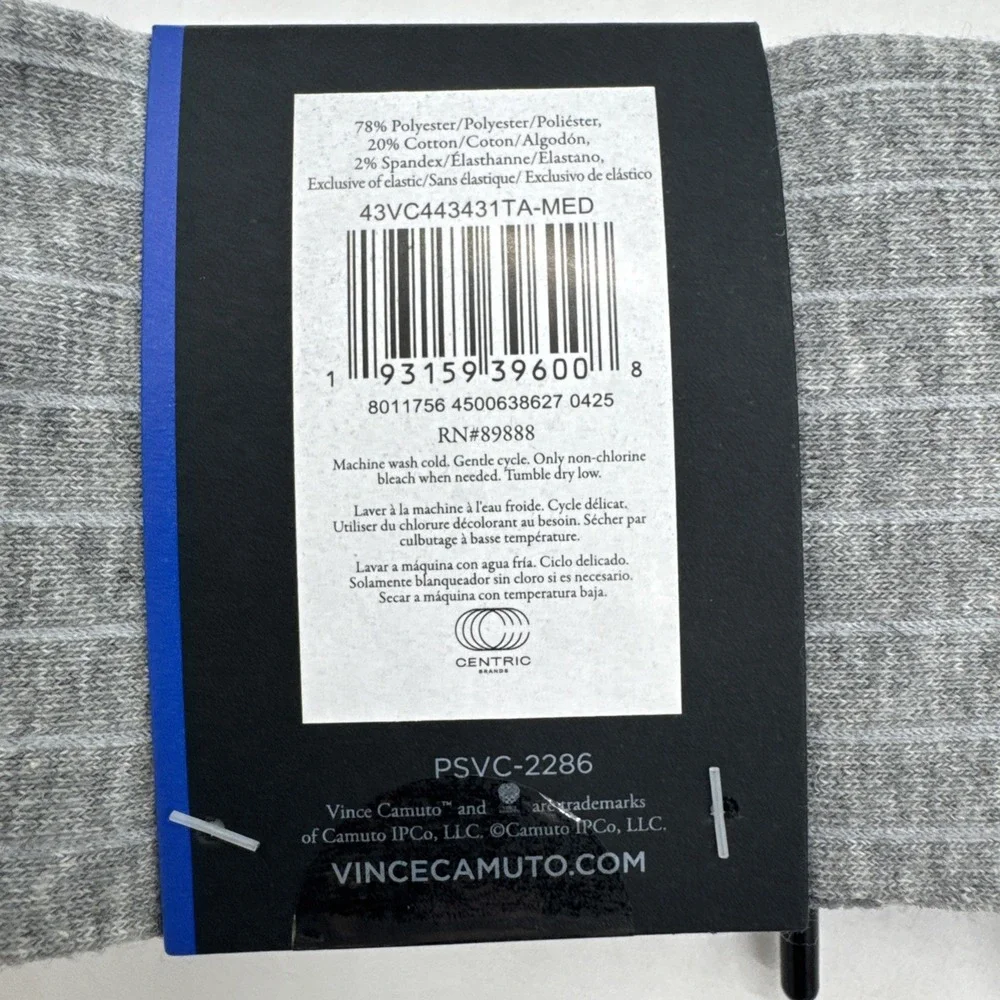 VINCE CAMUTO Men's Dress Crew Socks 3-Pair Set Gray Charcoal Navy NEW